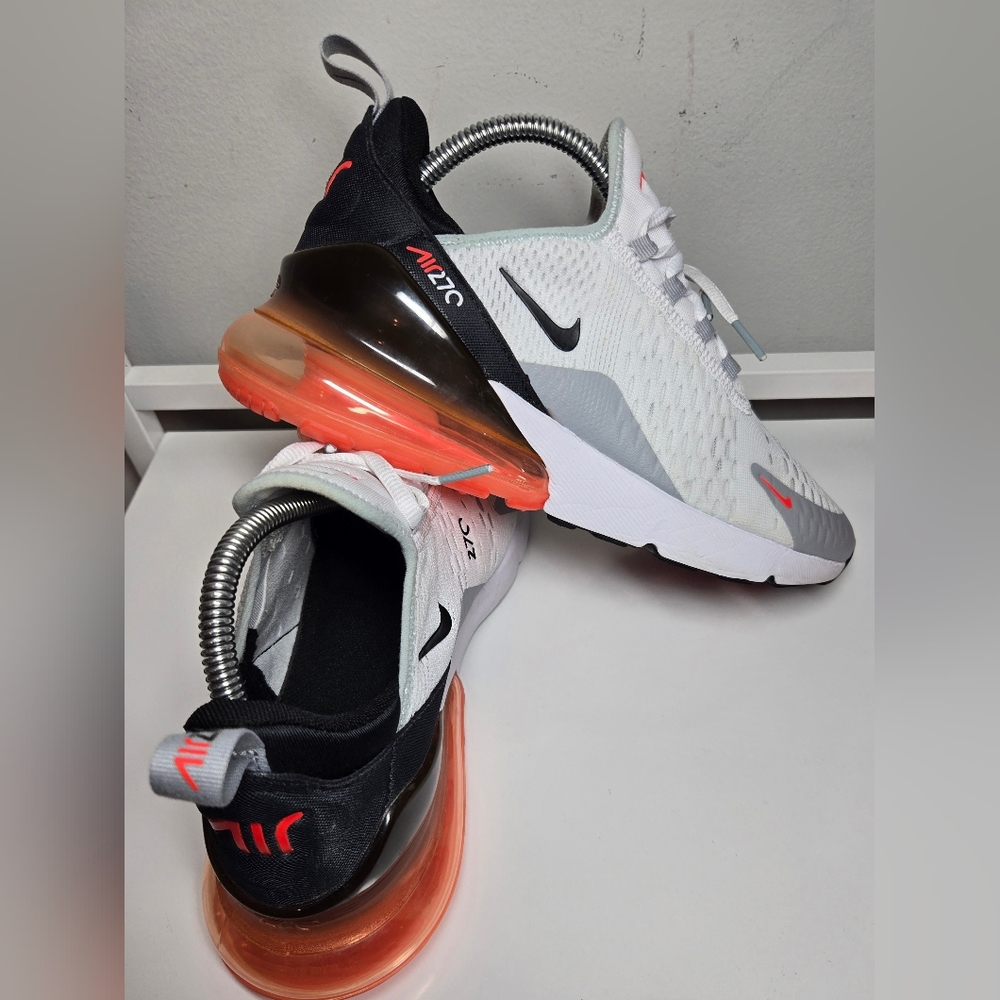 Nike Air Max 270 Women’s Sneakers — White, Gray, Black, Orange Accents - Picture 3 of 13